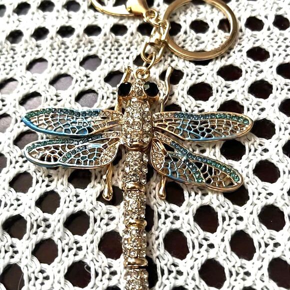 Dragonfly Purse Charm - Key Chain - 3 Colors Available - Picture 2 of 8